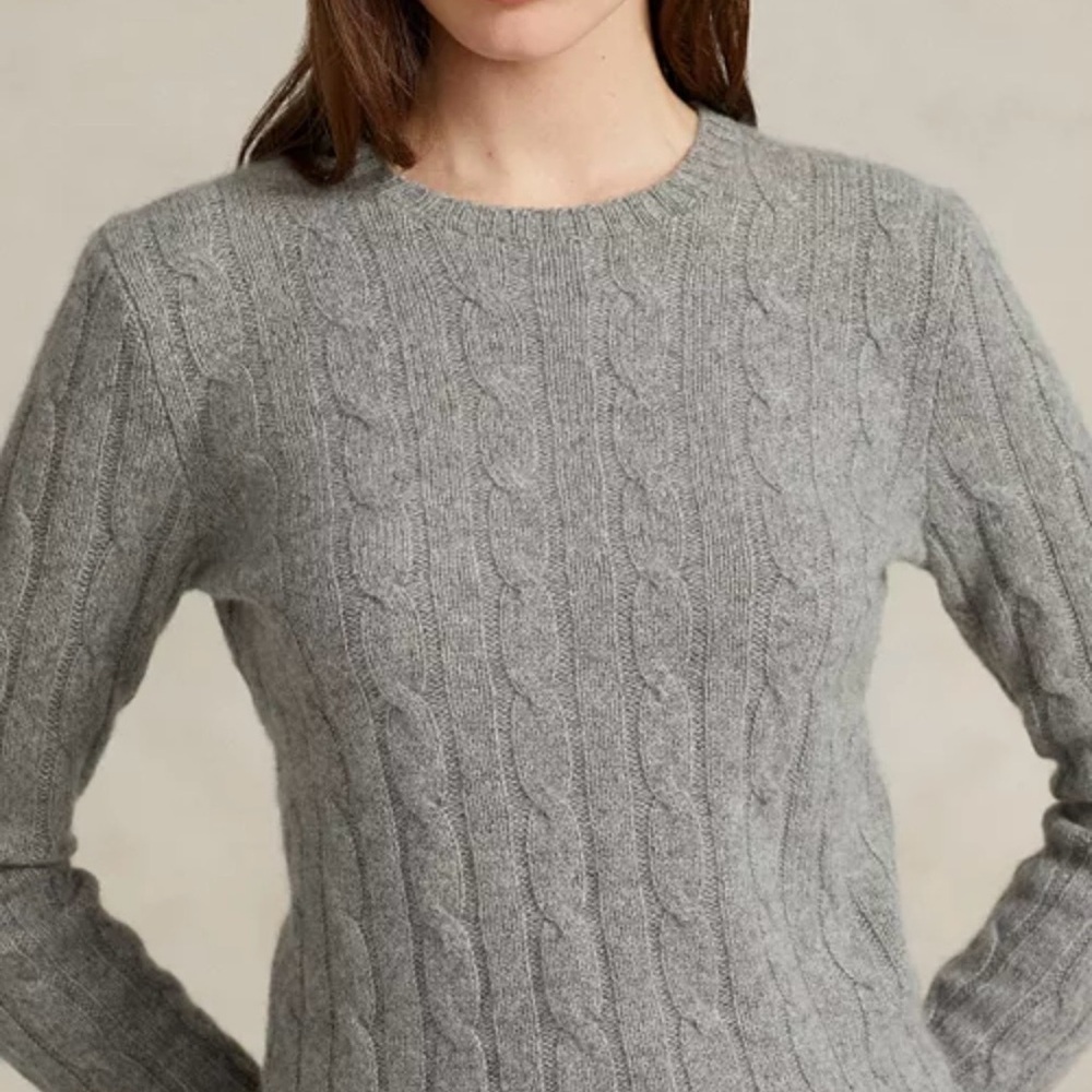 Polo Ralph Lauren Gray Cable Knit Cashmere Sweater Women’s Size XXL NWT - Picture 2 of 9
